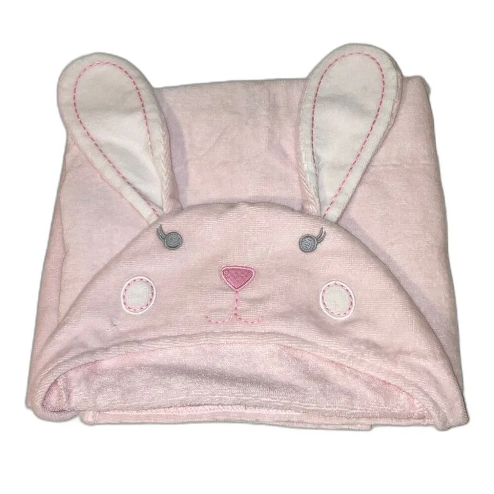 POTTERY BARN KIDS Soft Pink Bunny Rabbit Hooded Towel Poncho 2T 4T